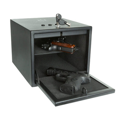 Blackheart Blackheart Double Gun Hard Pistol Vault W/ Shelf Black Gun Storage