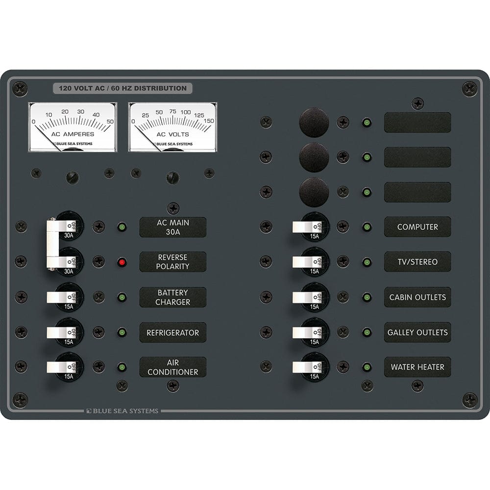 Blue Sea Systems Blue Sea 8076 AC Main +11 Positions Toggle Circuit Breaker Panel - White Switches Electrical