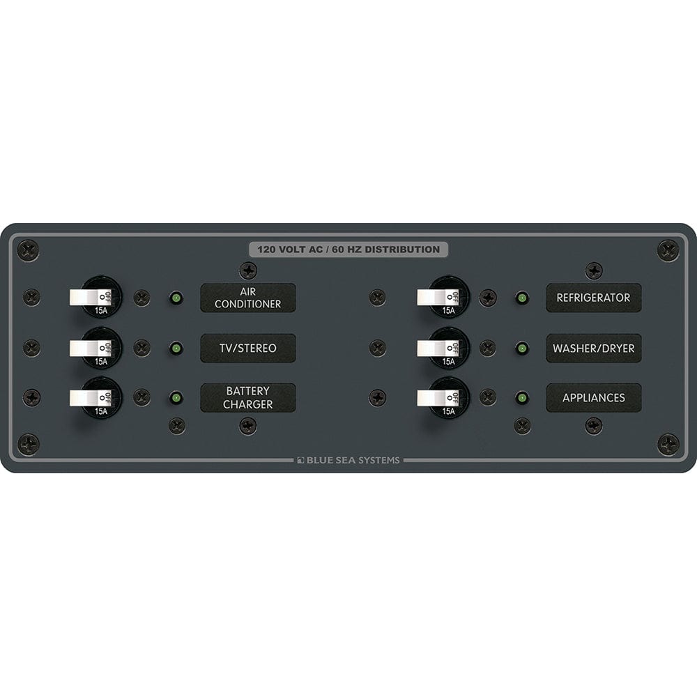 Blue Sea Systems Blue Sea 8097 AC 6 Position Toggle Circuit Breaker Panel - White Switches Electrical