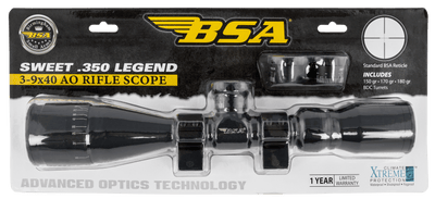 BSA Bsa Optics Sweet 350 Ao Rifle Scope 3-9x40mm 350 Legend W/ Weaver Rings Optics