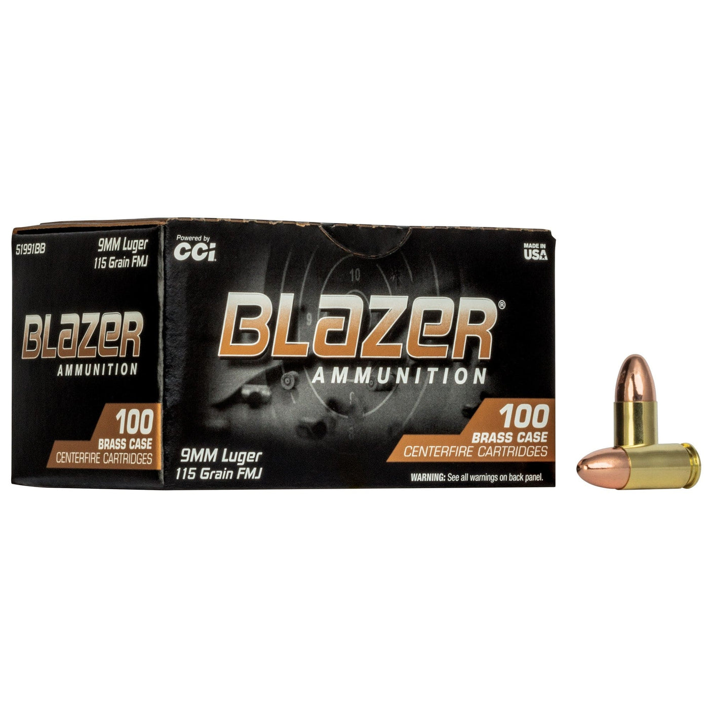 CCI Blazer 9mm 115gr Fmj 100ct Box Ammo