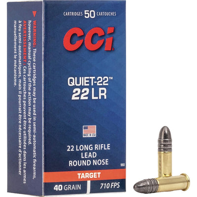 CCI Cci Target & Plinking Quiet-22 Rimfire Ammo 22 Lr 40 Gr. Lead Round Nose 50 Rd. Ammo