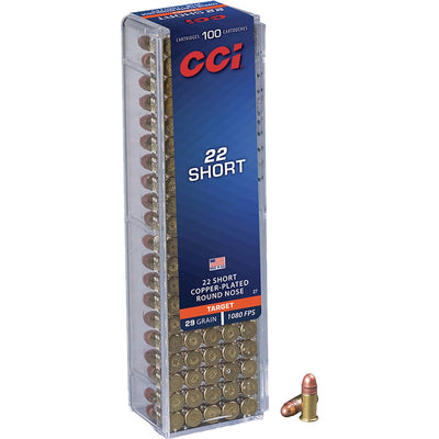 CCI Cci Target & Plinking Rimfire Ammo 22 Short 29 Gr. Copper-plated Round Nose 100 Rd. Ammo