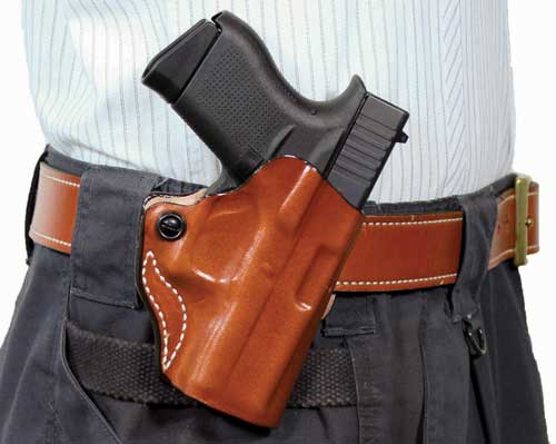 DeSantis Desantis Mini Scabbard Holster - Rh Owb Leather 1911 4-4.25 Tan Holsters And Related Items