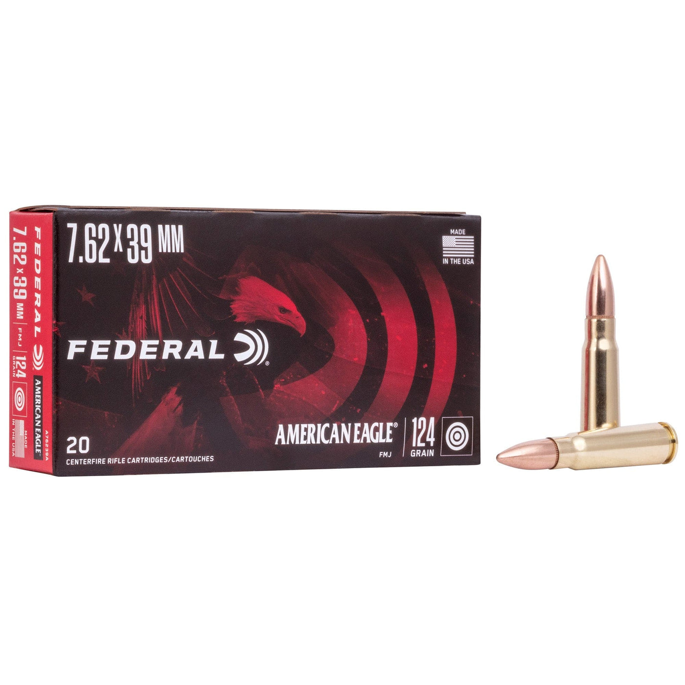 Federal Fed Am Eagle 762x39 124gr Fmj 20/500 Ammunition