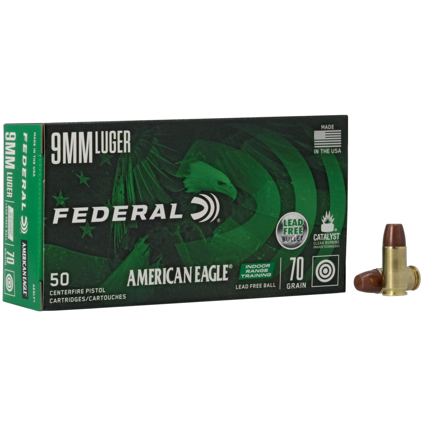 Federal Fed Am Eagle 9mm 70gr Lfb 50/500 Ammo