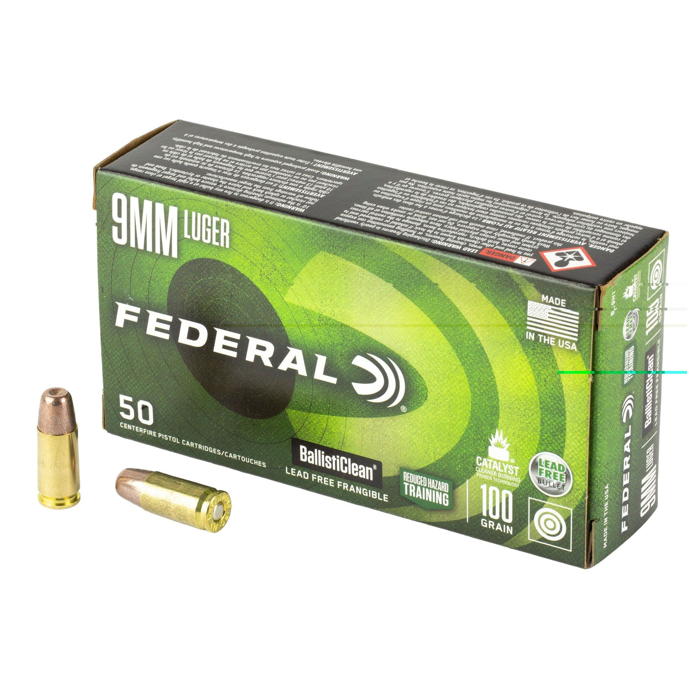 Federal Fed Ballisticlean 9mm 100gr 50/1000 Ammo