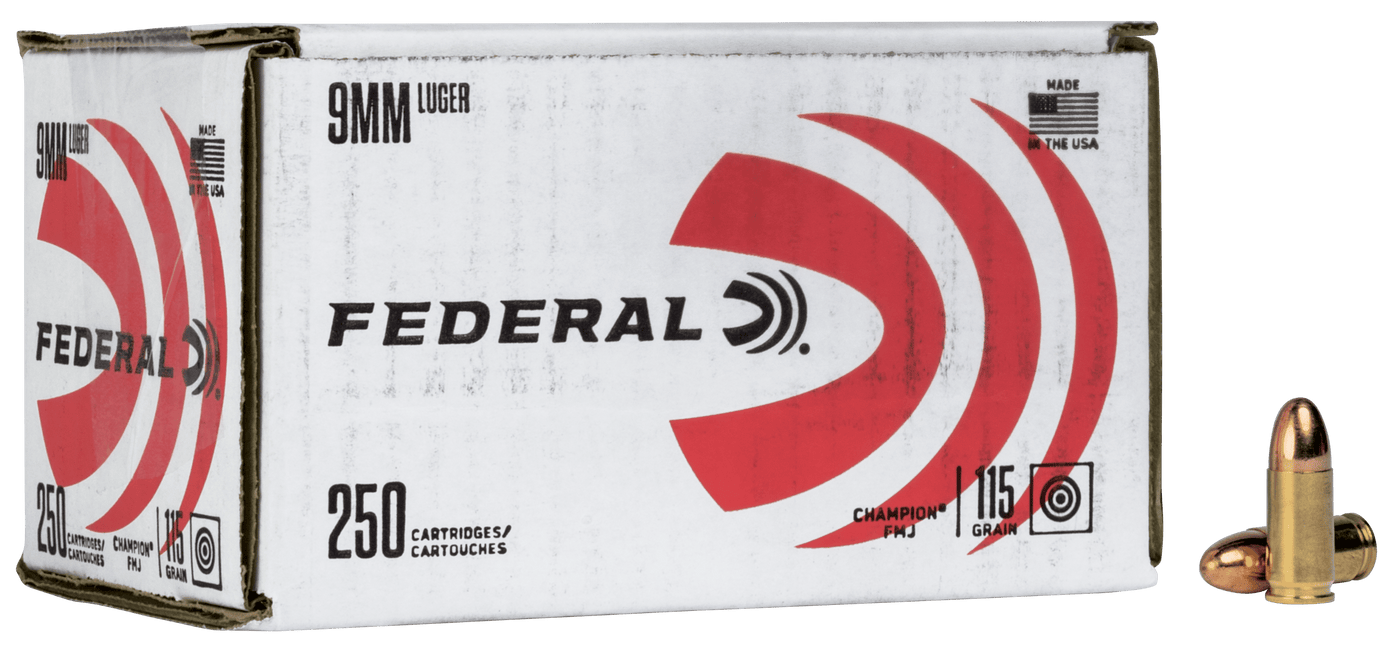 Federal Fed Champ 9mm 115gr Fmj 250/1000 Ammo