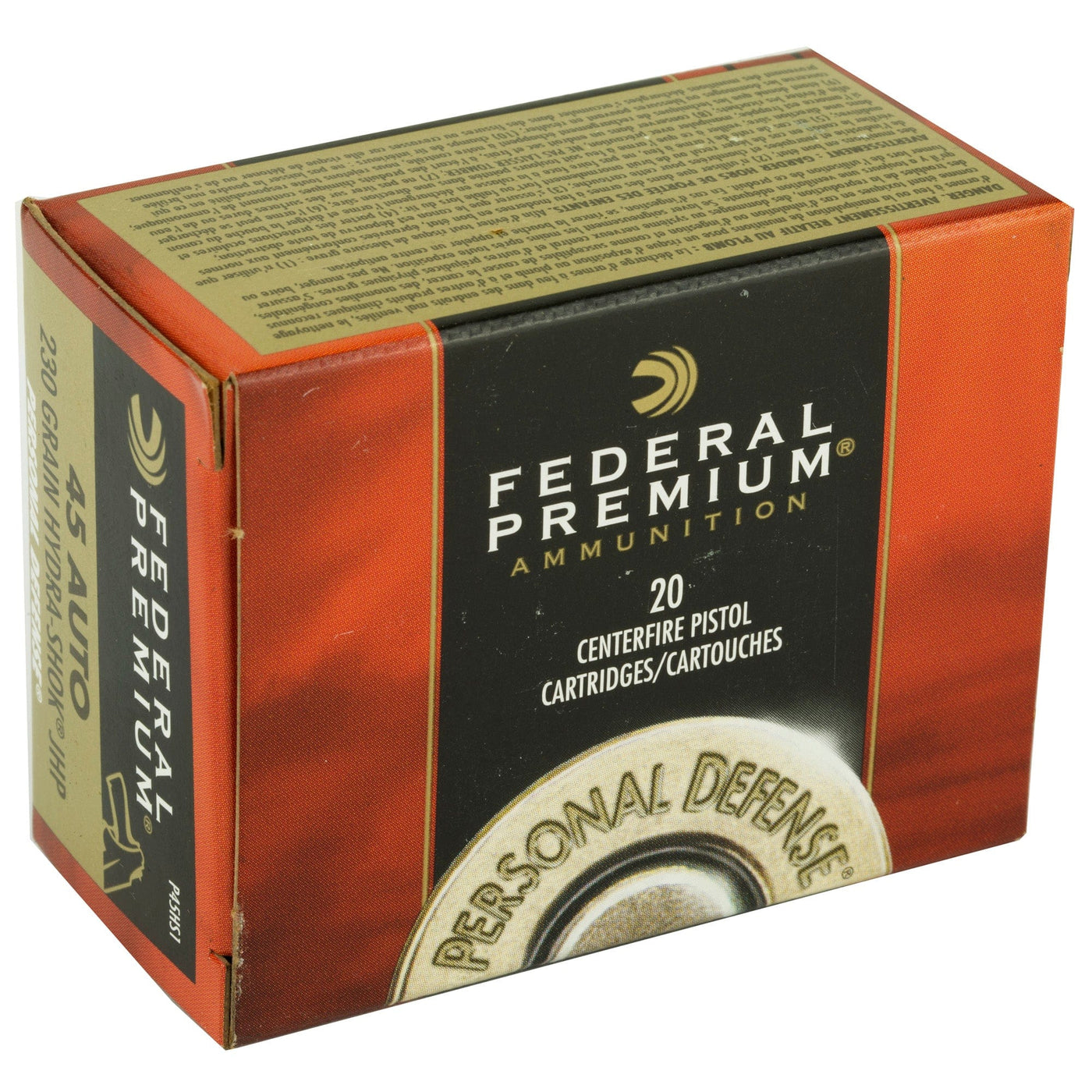 Federal Fed Hydra-shok 45acp 230gr Hp 20/500 Ammunition