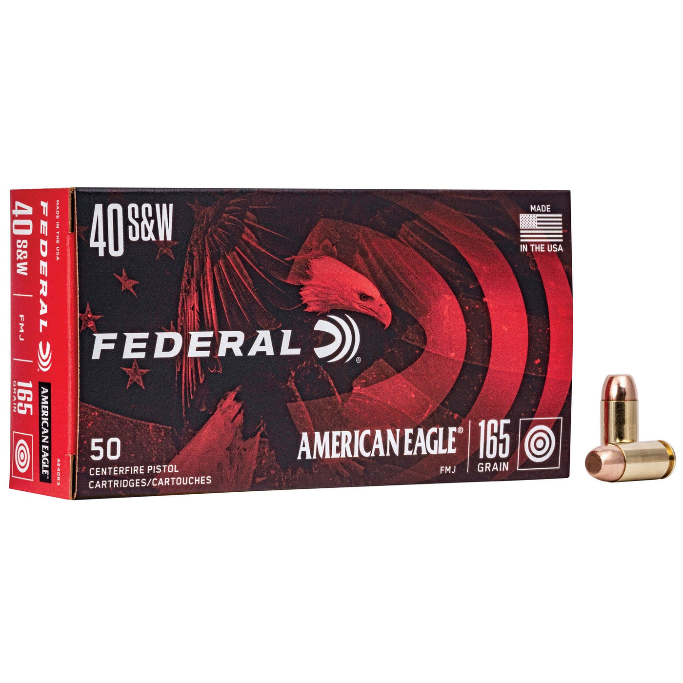 Federal Federal American Eagle Pistol Ammo 40 S&w 165 Gr. Full Metal Jacket 50 Rd. 165 grain Ammo