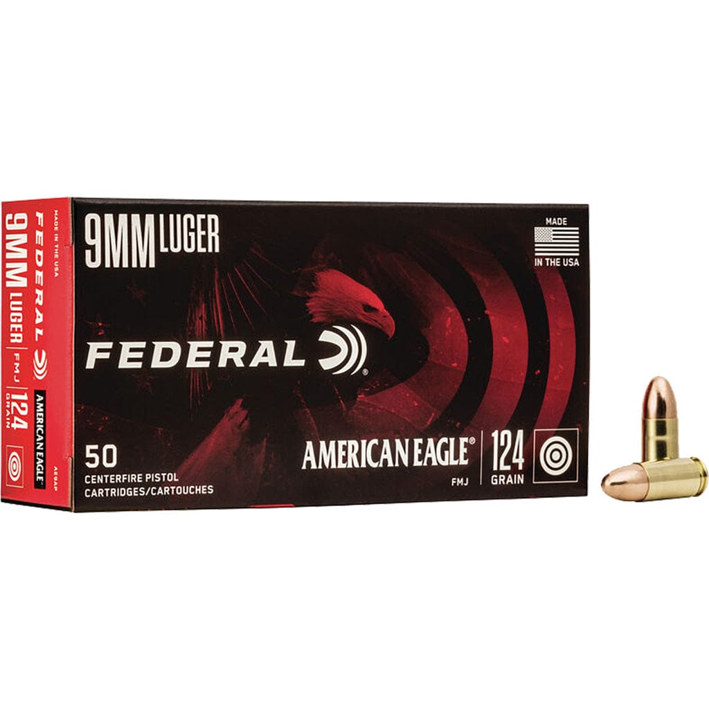 Federal Federal American Eagle Pistol Ammo 9mm Luger 124 Gr. Full Metal Jacket 50 Rd. Ammo