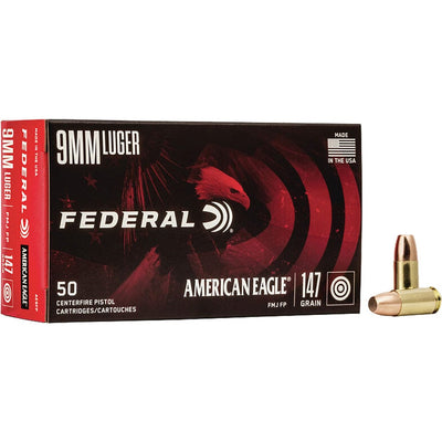 Federal Federal American Eagle Pistol Ammo 9mm Luger 147 Gr. Full Metal Jacket 50 Rd. Ammo