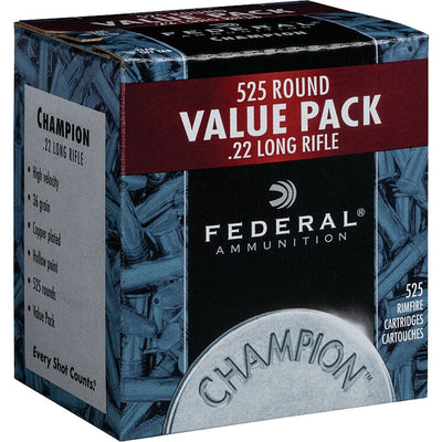 Federal Federal Champion Training Rimfire Ammo 22 Lr 36 Gr. Copper-plated Hollow Point 525 Rd. Ammo