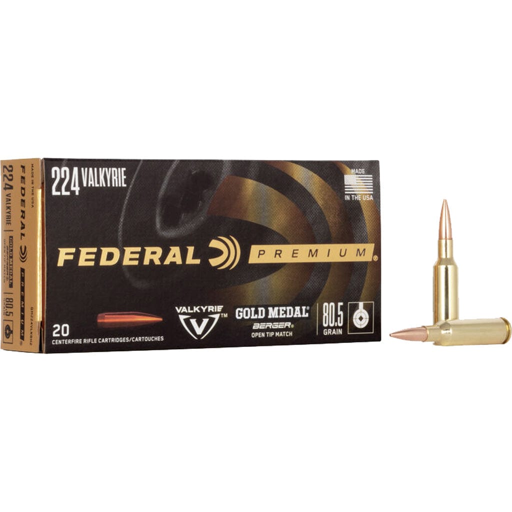 Federal Federal Gold Medal Rifle Ammo 224 Valkyrie 80.5 Gr. Berger 20 Rd. Ammo
