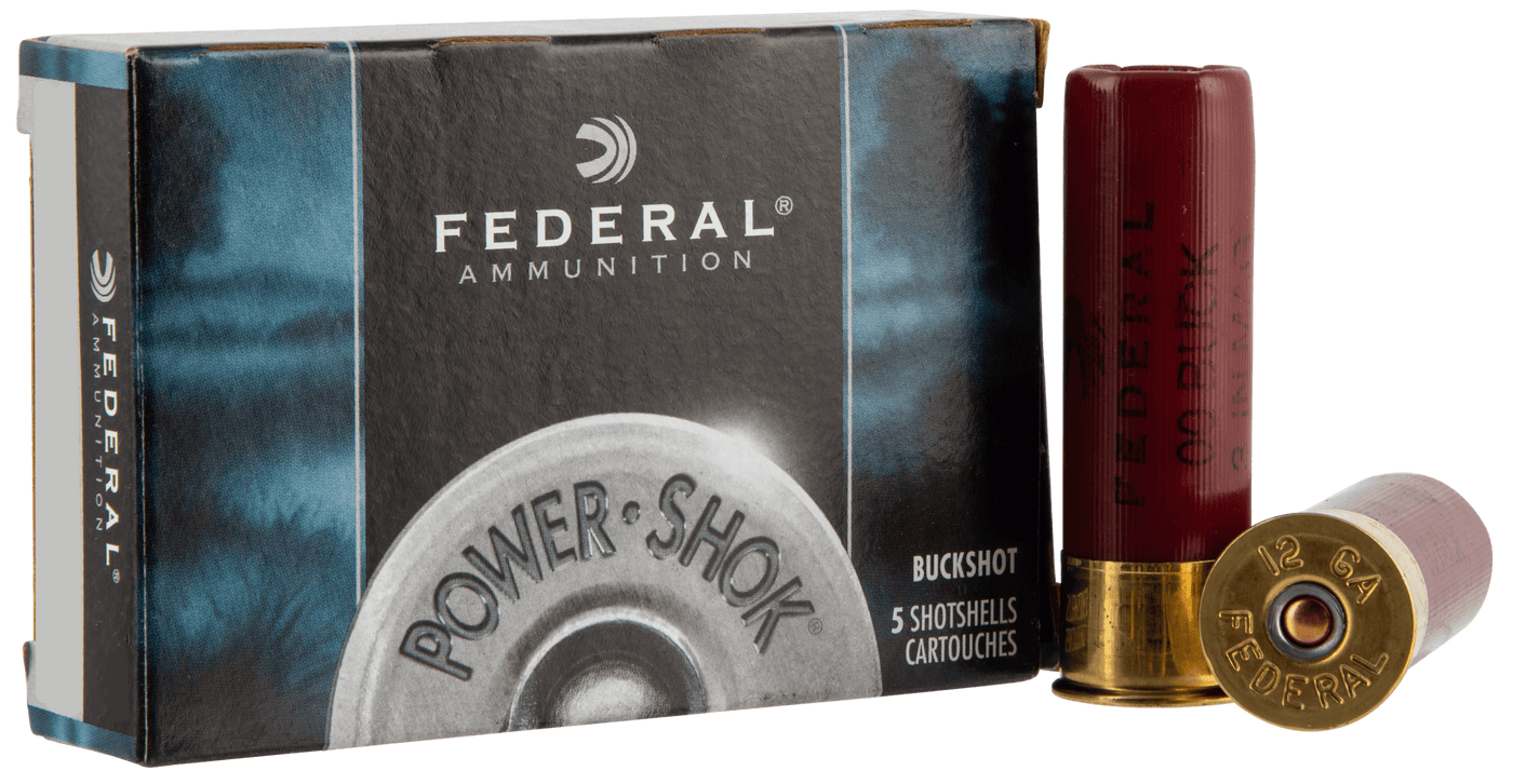 Federal Federal Power-shok Load 20 Gauge 3 In. 18 Pellets 2 Buck Shot 5 Rd. Ammo