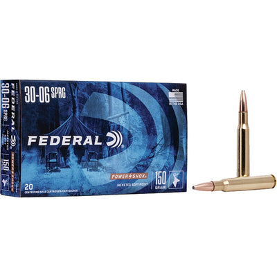 Federal Federal Power-shok Rifle Ammo 30-06 Springfield 150 Gr Jacketed Soft Point 20 Rd Ammo