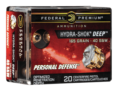 Federal Federal Premium Personal Defense Handgun Ammo 40 S&w 165 Gr. Hydra-shok Deep 20 Rd. Ammo