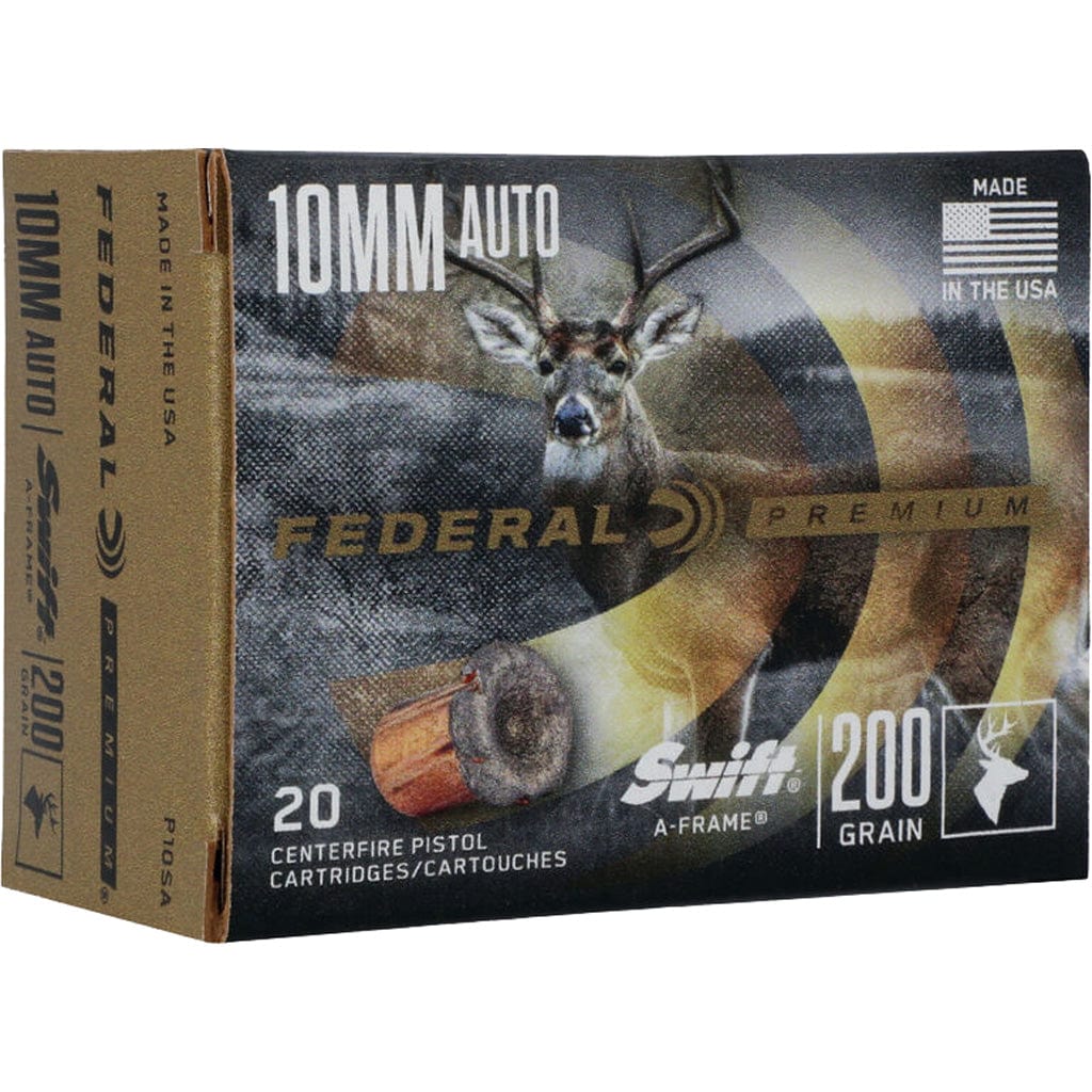 Federal Federal Premium Pistol Ammo 10mm 200 Gr. Swift Aframe Jhp 20 Rd. Ammo