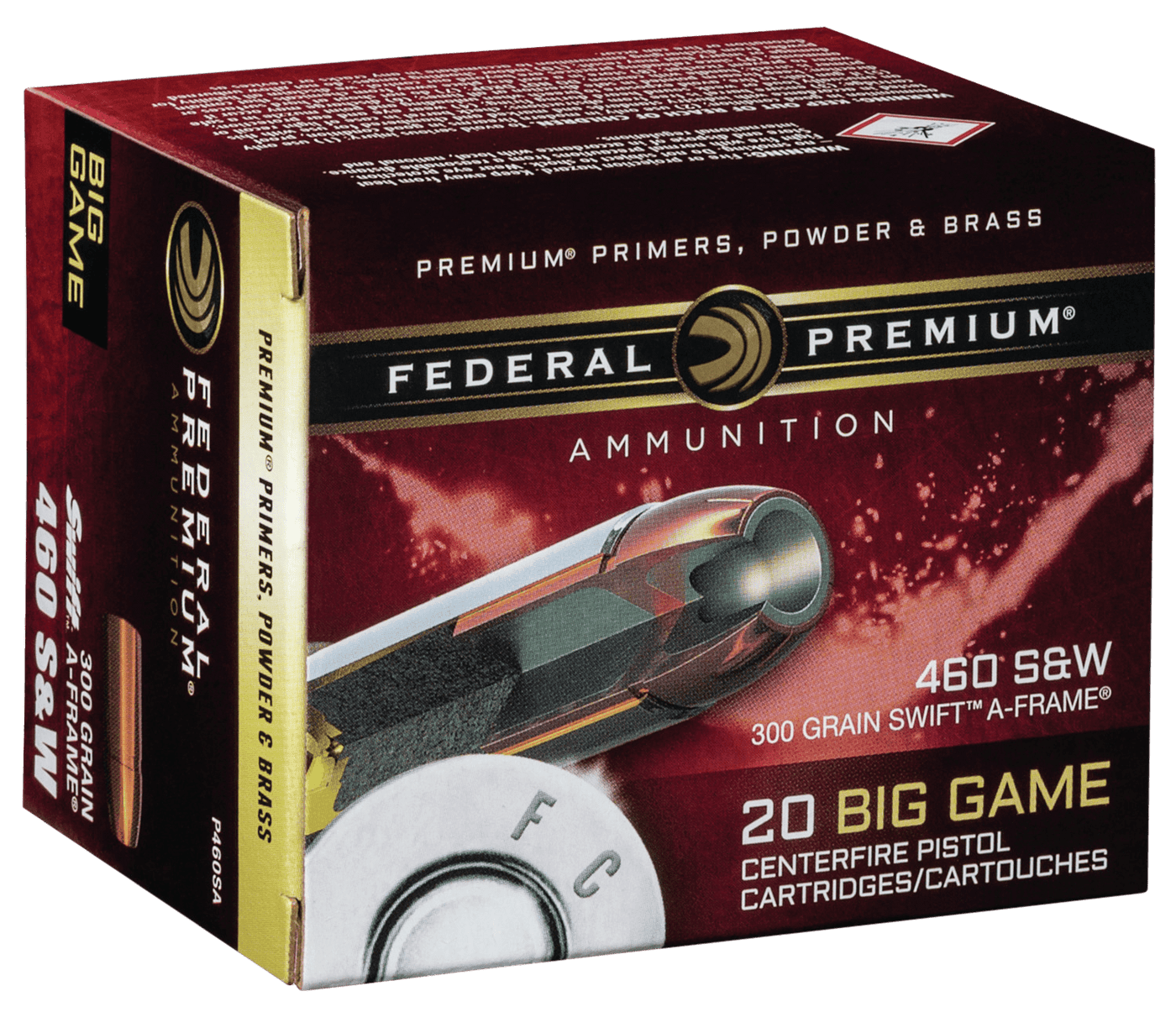 Federal Federal Premium Pistol Ammo 460 S&w Mag. 300 Gr. Swift A-frame 20 Rd. Ammo