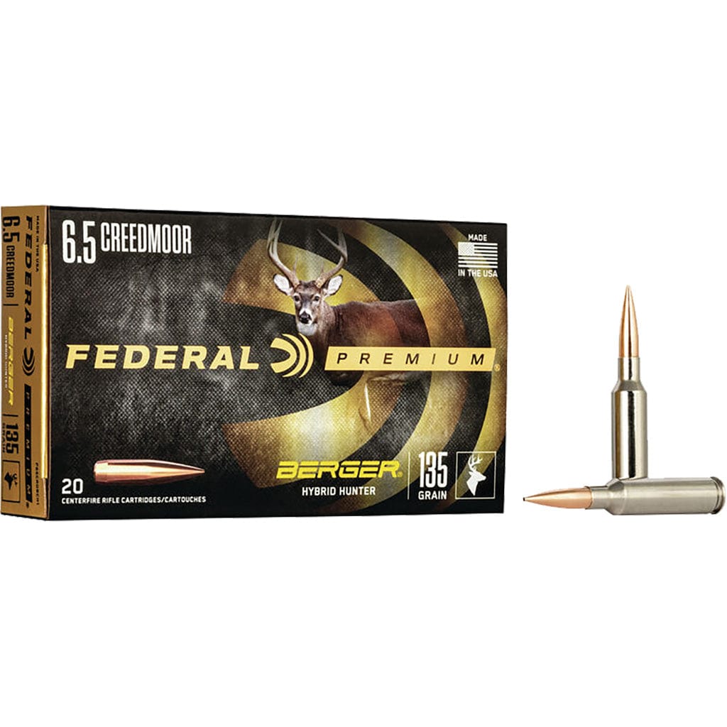 Federal Federal Premium Rifle Ammo 6.5 Creedmoor 135 Gr. Berger Hybrid Hunter 20 Rd. Ammo