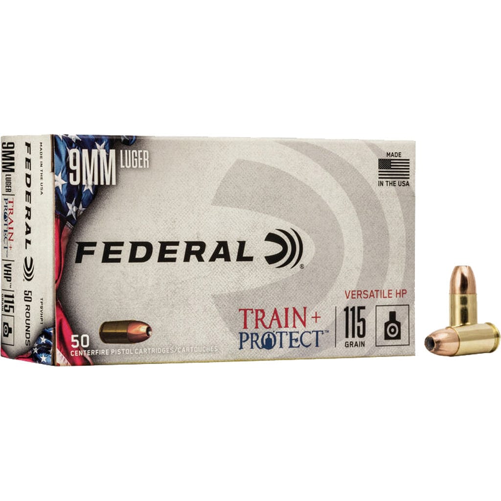 Federal Federal Train + Protect Pistol Ammo 9mm 115 Gr. Vhp 50 Rd. 115 grain / 9mm Ammo