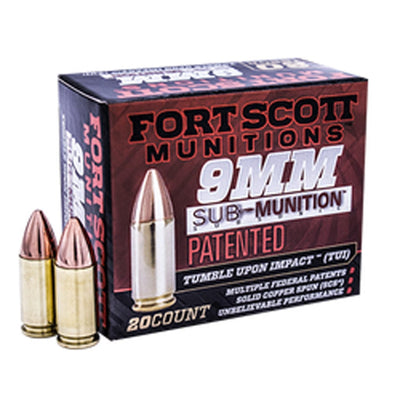 FORT SCOTT MUNITIONS Fort Scott Munition Sub-munition Pistol Ammo 9mm 125 Gr. Tui 20 Rd. Ammo