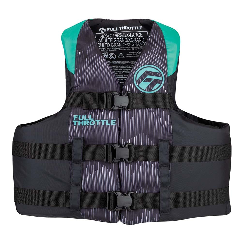 Full Throttle Full Throttle Adult Nylon Life Jacket - 2XL/4XL - Aqua/Black Watersports