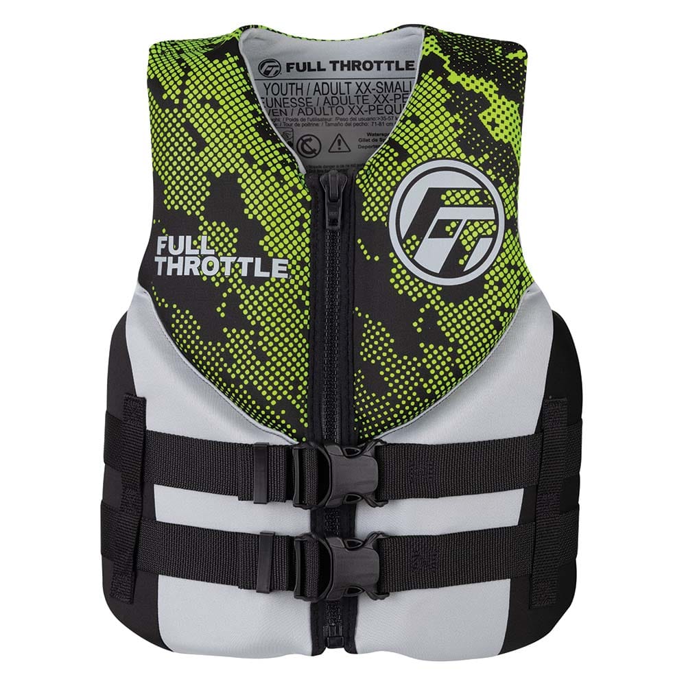 Full Throttle Full Throttle Junior Hinged Neoprene Life Jacket - Green Marine And Water Sports