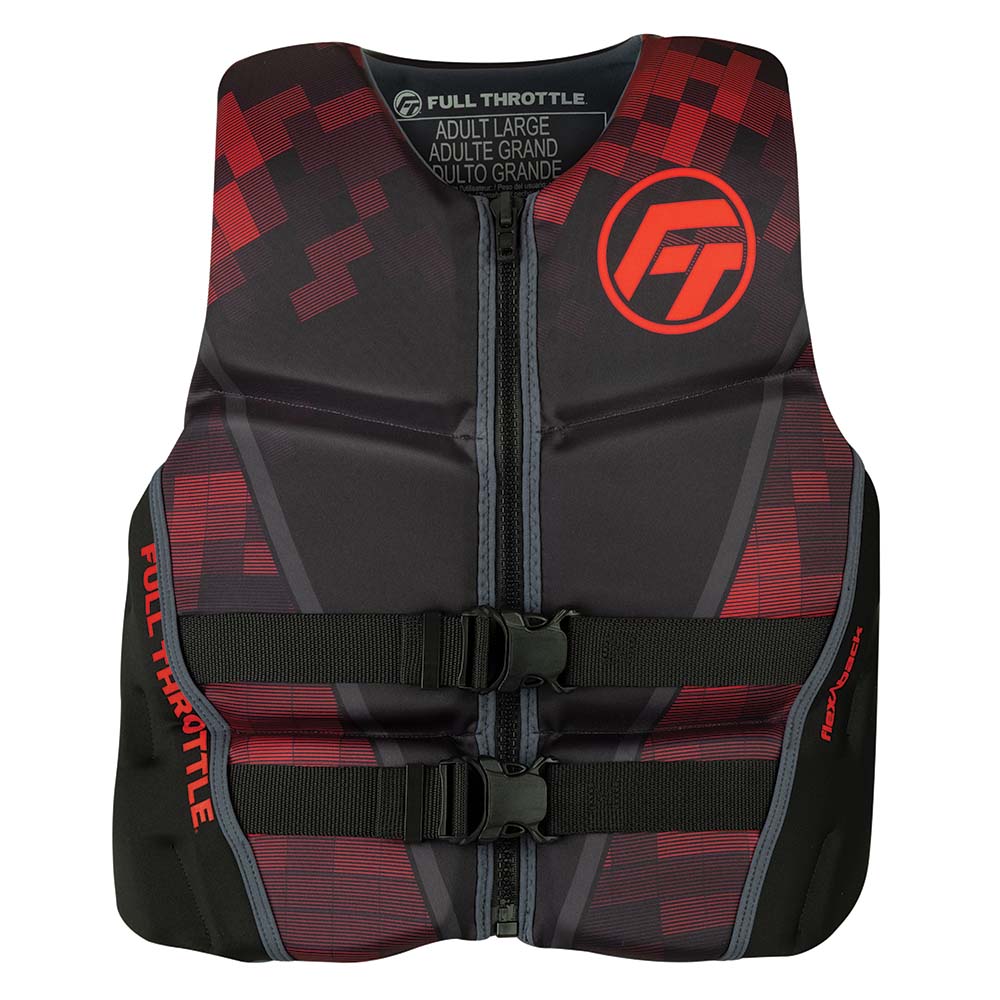 Full Throttle Full Throttle Men's Rapid-Dry Flex-Back Life Jacket - L - Black/Red Watersports