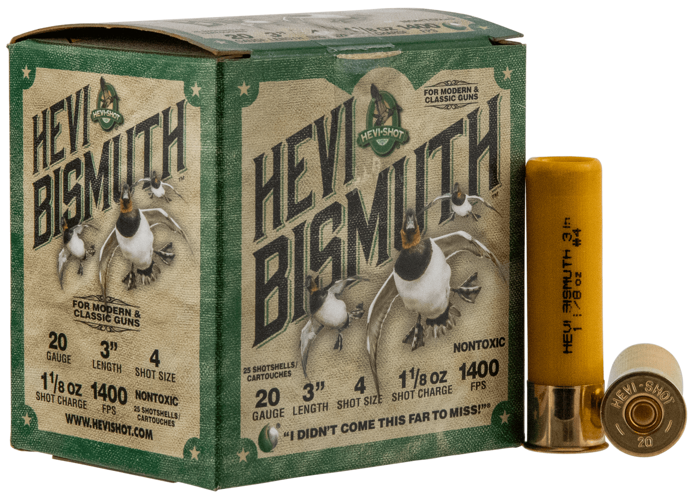 Hevishot Hevi Shot Bismuth Shotgun Ammo 20 Ga. 3 In. 1 1/8 Oz. 4 Shot 25 Rd. Ammo