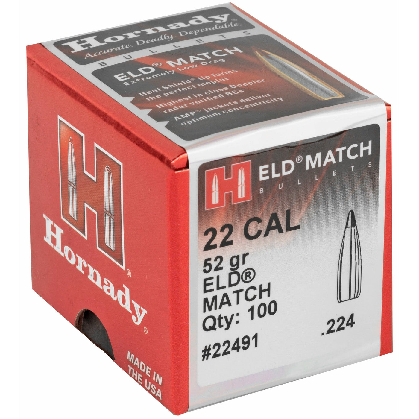 Hornady Hornady Bullets 22cal .224 - 52gr. Eld-m Match 100ct Reloading