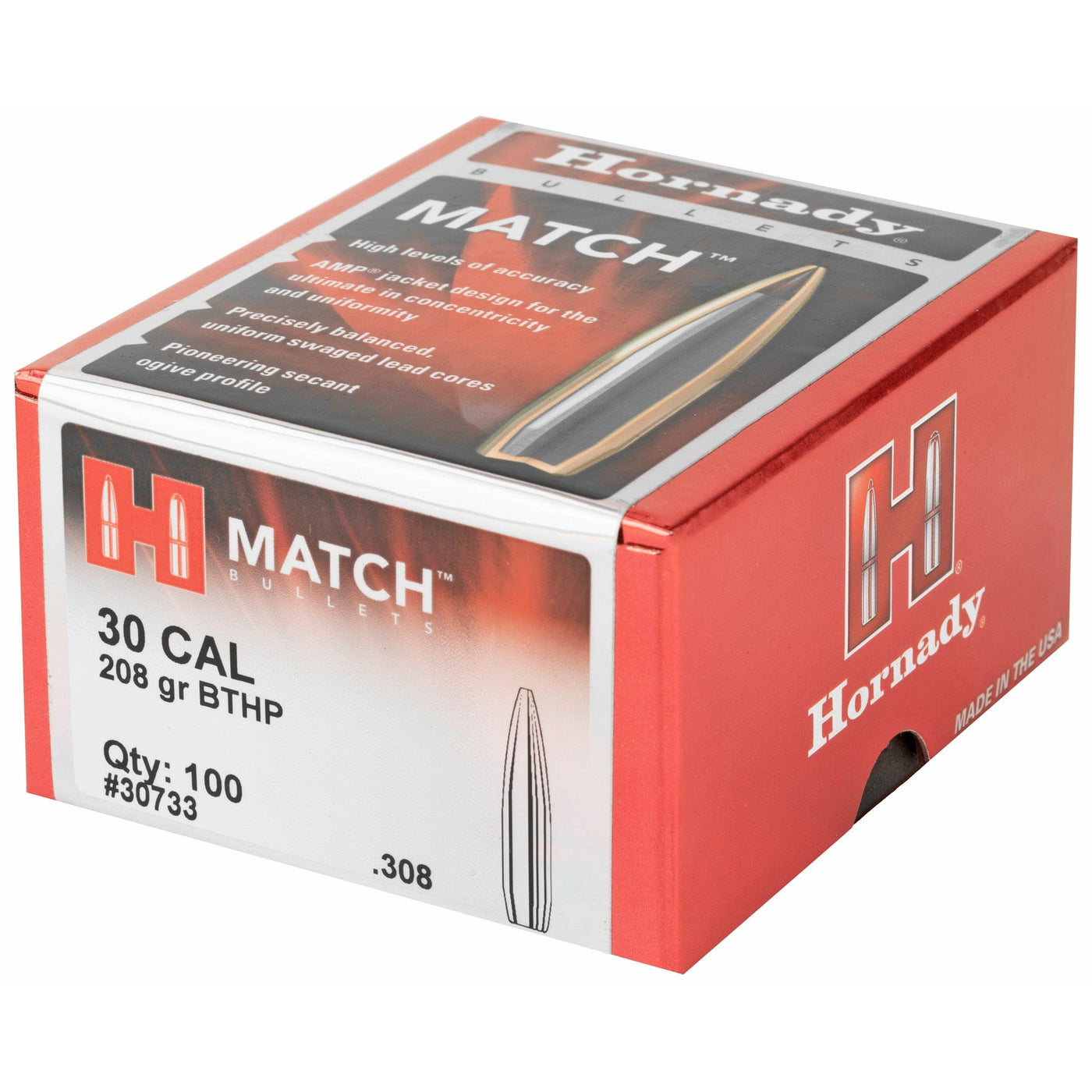 Hornady Hornady Bullets 30 Cal .308 - 208gr Bthp Match 100ct Reloading