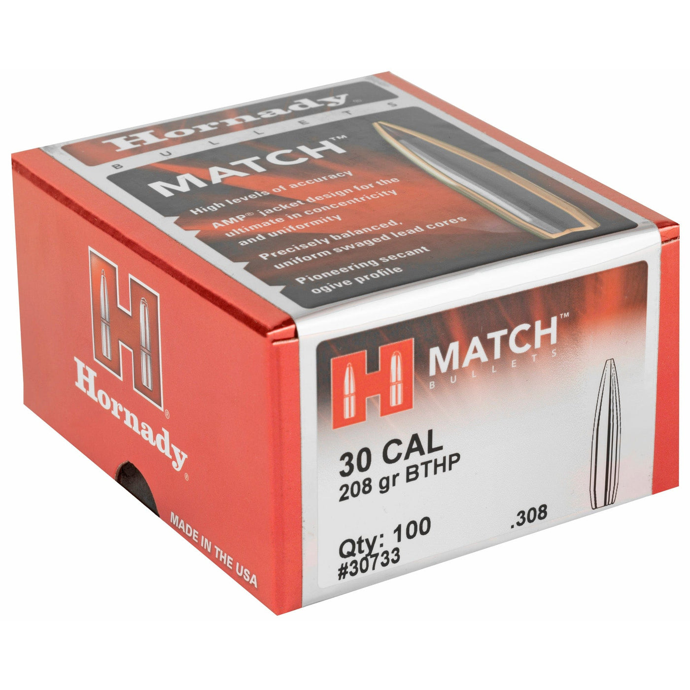 Hornady Hornady Bullets 30 Cal .308 - 208gr Bthp Match 100ct Reloading