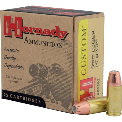 Hornady Hornady Custom Pistol Ammo 9mm Luger 147 Gr. Xtp Hollow Point 25 Rd. Ammo