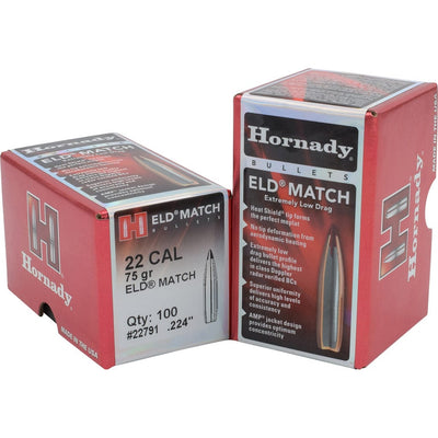 Hornady Hornady Eld Match Bullets 22 Cal. .224 75 Gr. Eld Match 100 Box Reloading