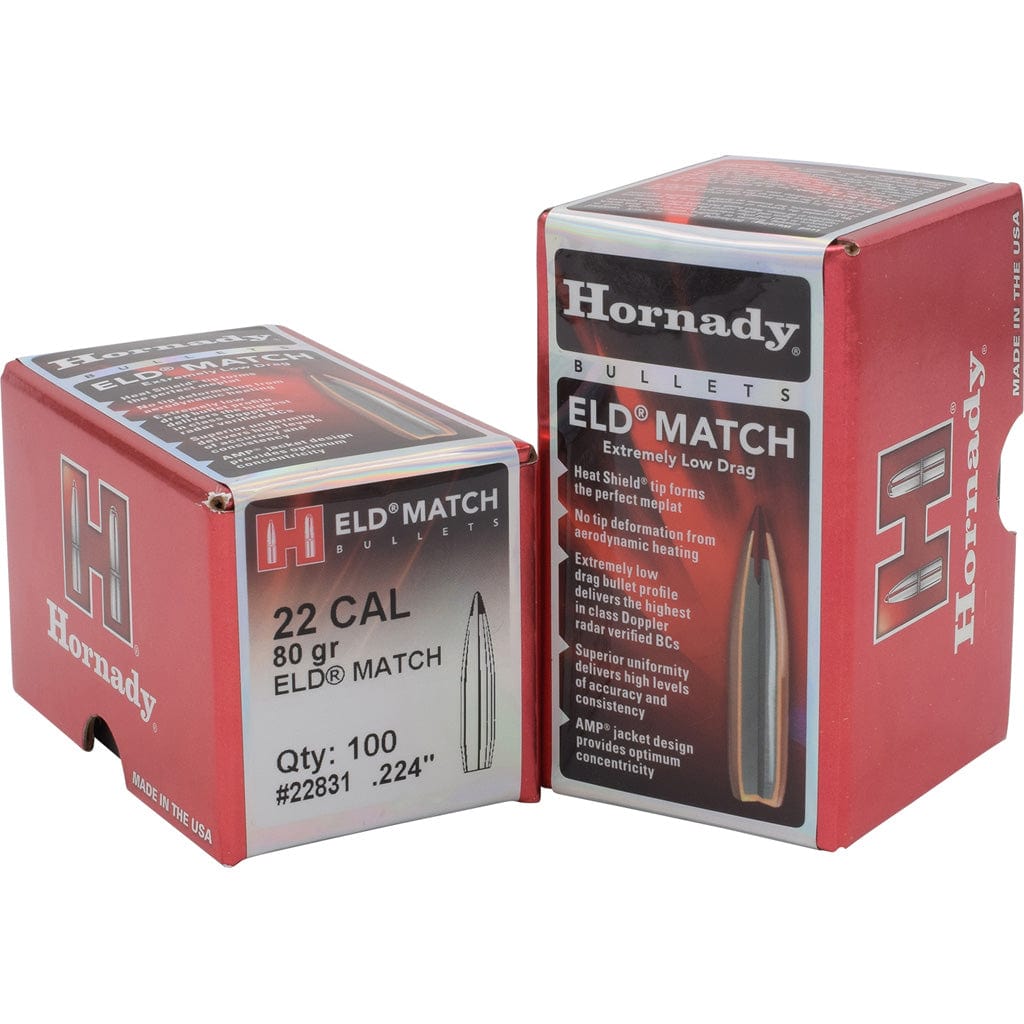 Hornady Hornady Eld Match Bullets 22 Cal. .224 80 Gr. Eld Match 100 Box Reloading