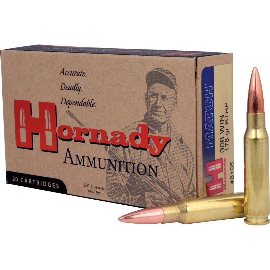 Hornady Hornady Match Rifle Ammo 308 Win. 178 Gr. Bthp Match 20 Rd. Ammo