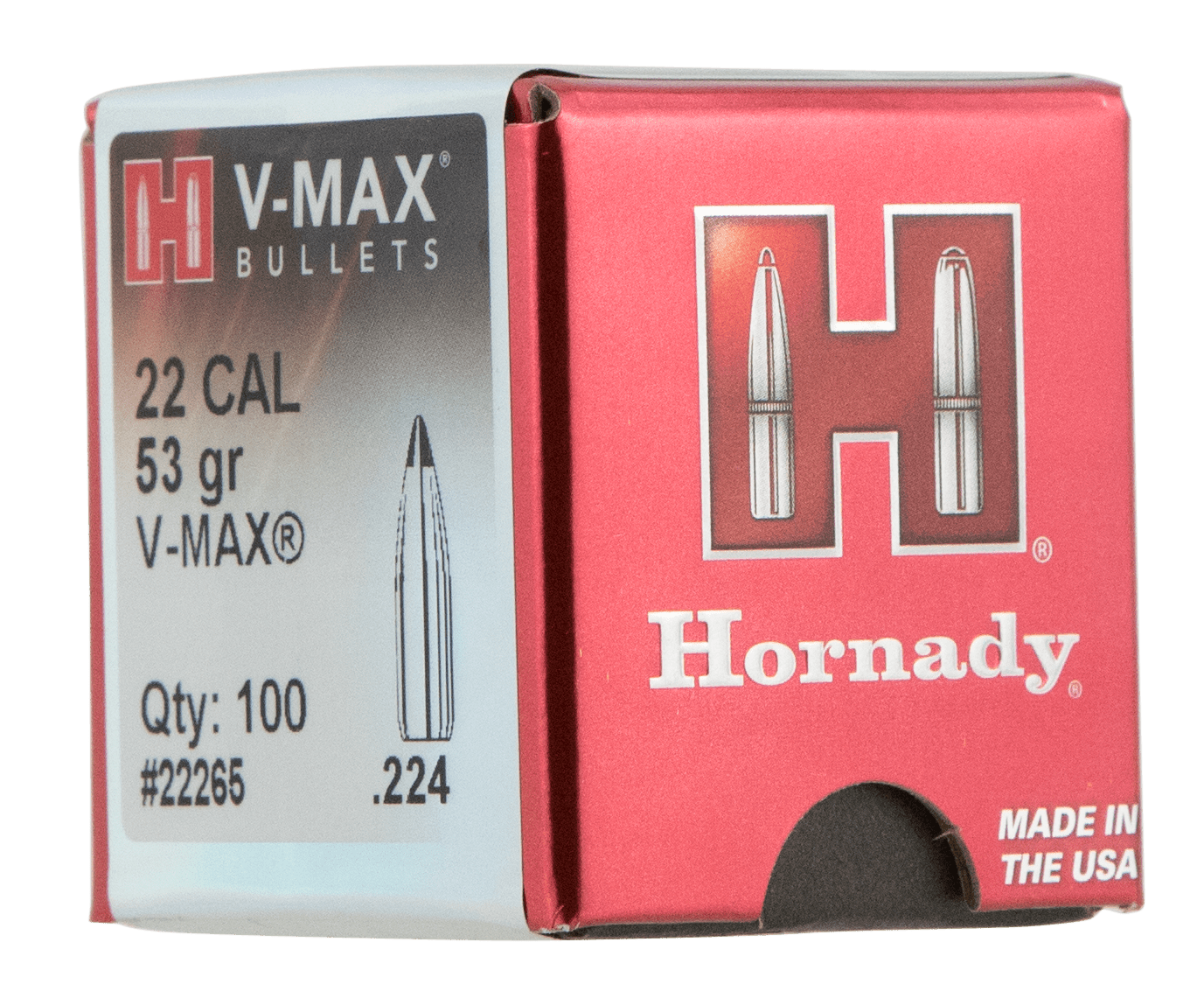 Hornady Hornady V-max Bullets 22 Cal. .224 53 Gr. V-max 100 Box Reloading