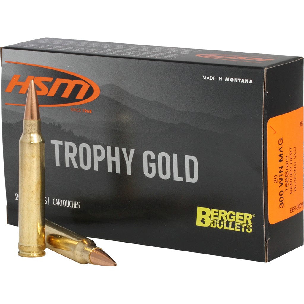HSM Hsm Trophy Gold Rifle Ammunition 300 Win. Mag. Berger 168 Gr. 20 Rd. Ammo