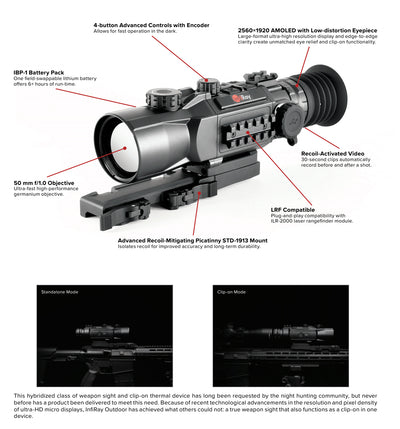 Iray Usa RICO HYBRID 640 3X 50mm Multi-function Thermal Weapon Sight