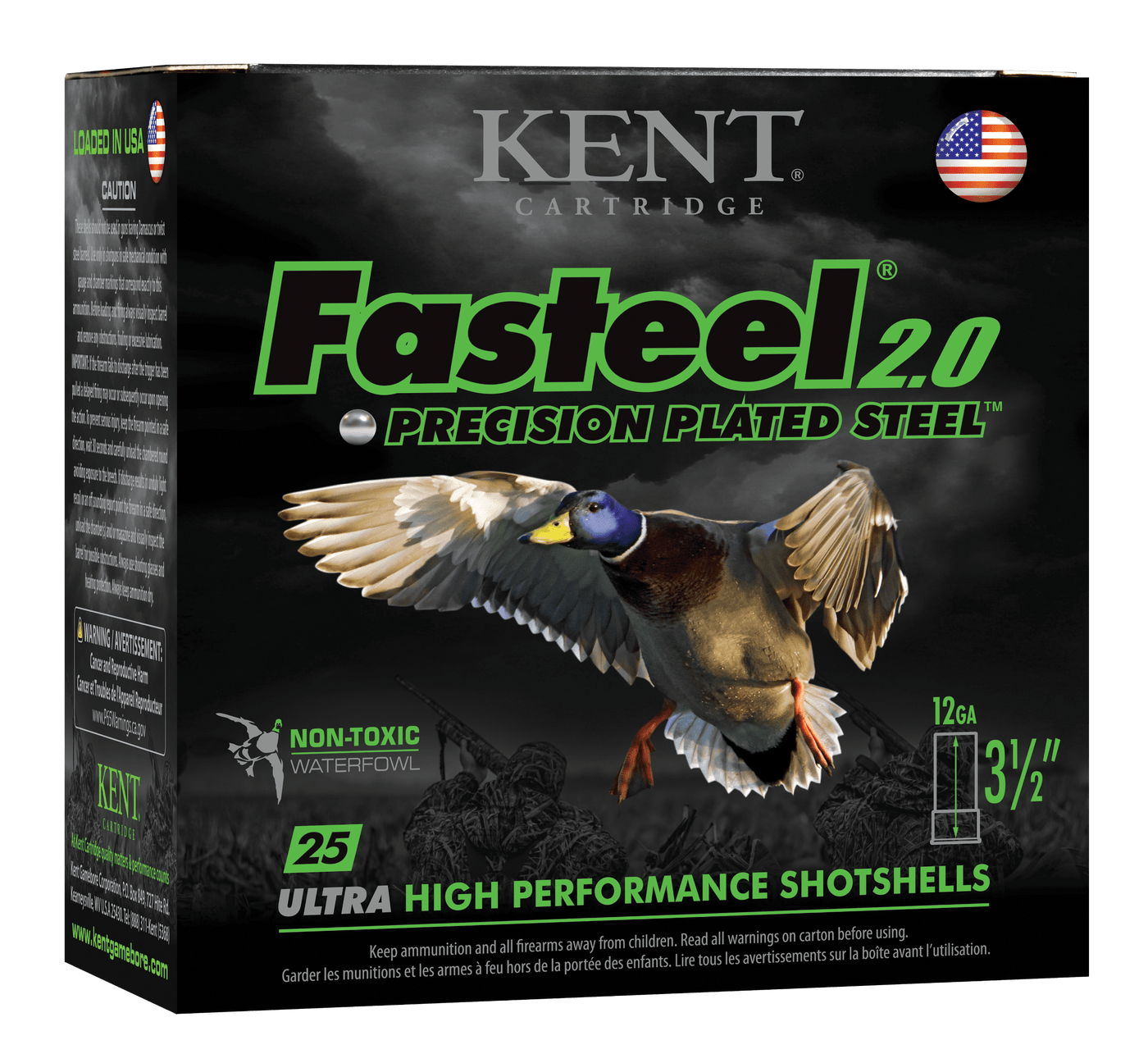 Kent Cartridge Kent Fasteel 2.0 Precision Plated Steel Load 12 Ga. 3.5 In. 1 3/8 Oz. 2 Shot 25 Rd. Ammo