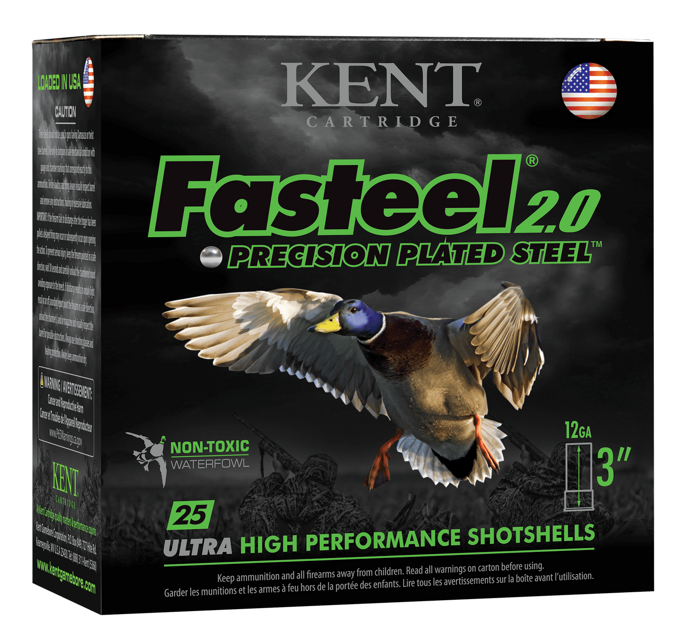 Kent Cartridge Kent Fasteel 2.0 Precision Plated Steel Load 12 Ga. 3 In. 1 1/4 Oz. 2 Shot 25 Rd. Ammo