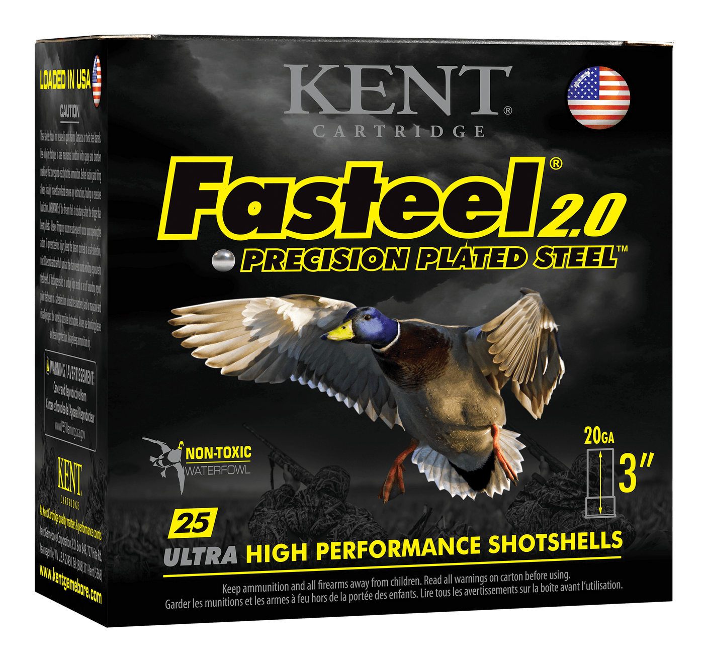 Kent Cartridge Kent Fasteel 2.0 Precision Plated Steel Load 20 Ga. 3 In. 7/8 Oz. 2 Shot 25 Rd. Ammo