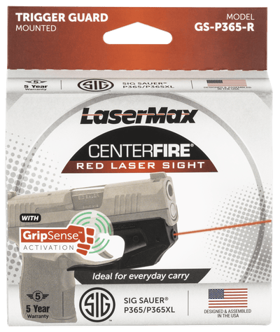 LaserMax LaserMax Centerfire Laser Red Gripsense Sig P365 Optics And Sights