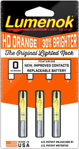 Lumenok Lumenok Lighted Nocks Hd Orange Gold Tip 3 Pk. Archery Accessories