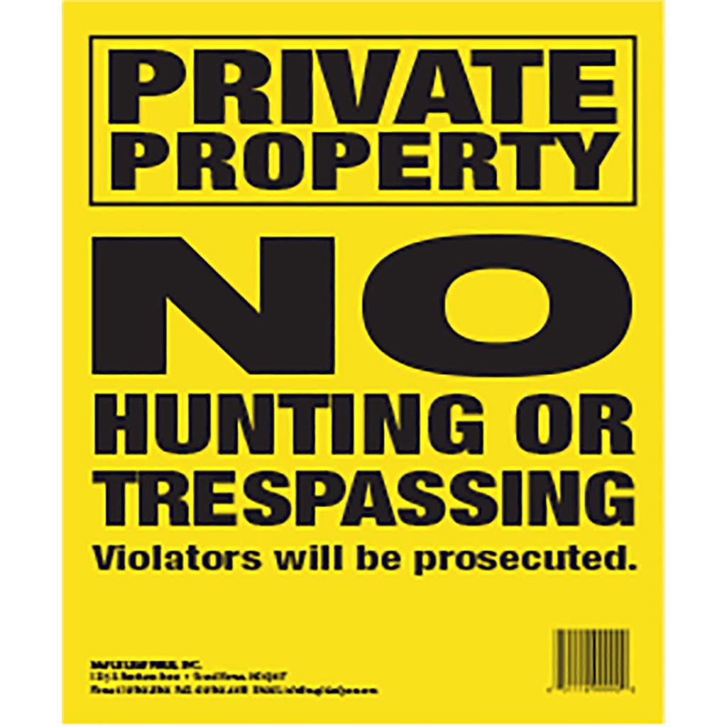 Maple Leaf Press Maple Leaf No Trespassing Sign Yellow 10 X 12 In. Vertical 25 Pk. General Hunting Accessories