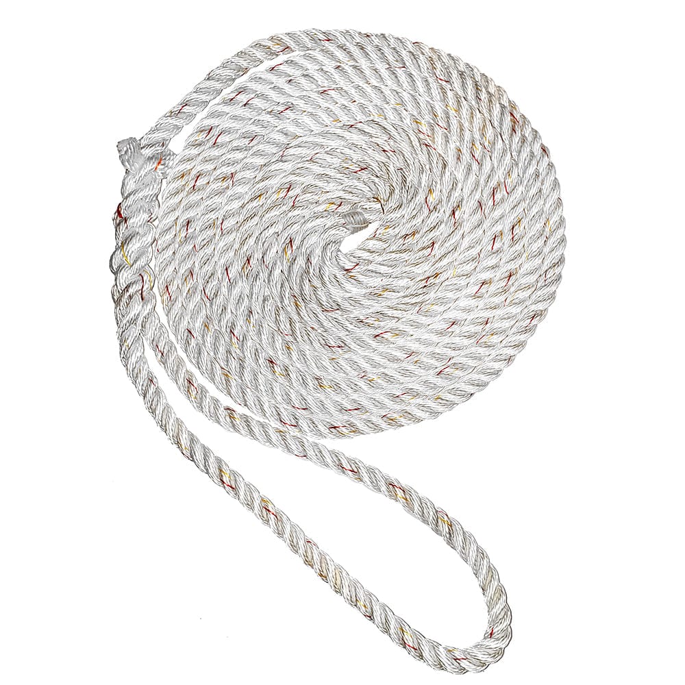 New England Ropes New England Ropes 3/4" X 35' Premium Nylon 3 Strand Dock Line - White w/Tracer Anchoring & Docking