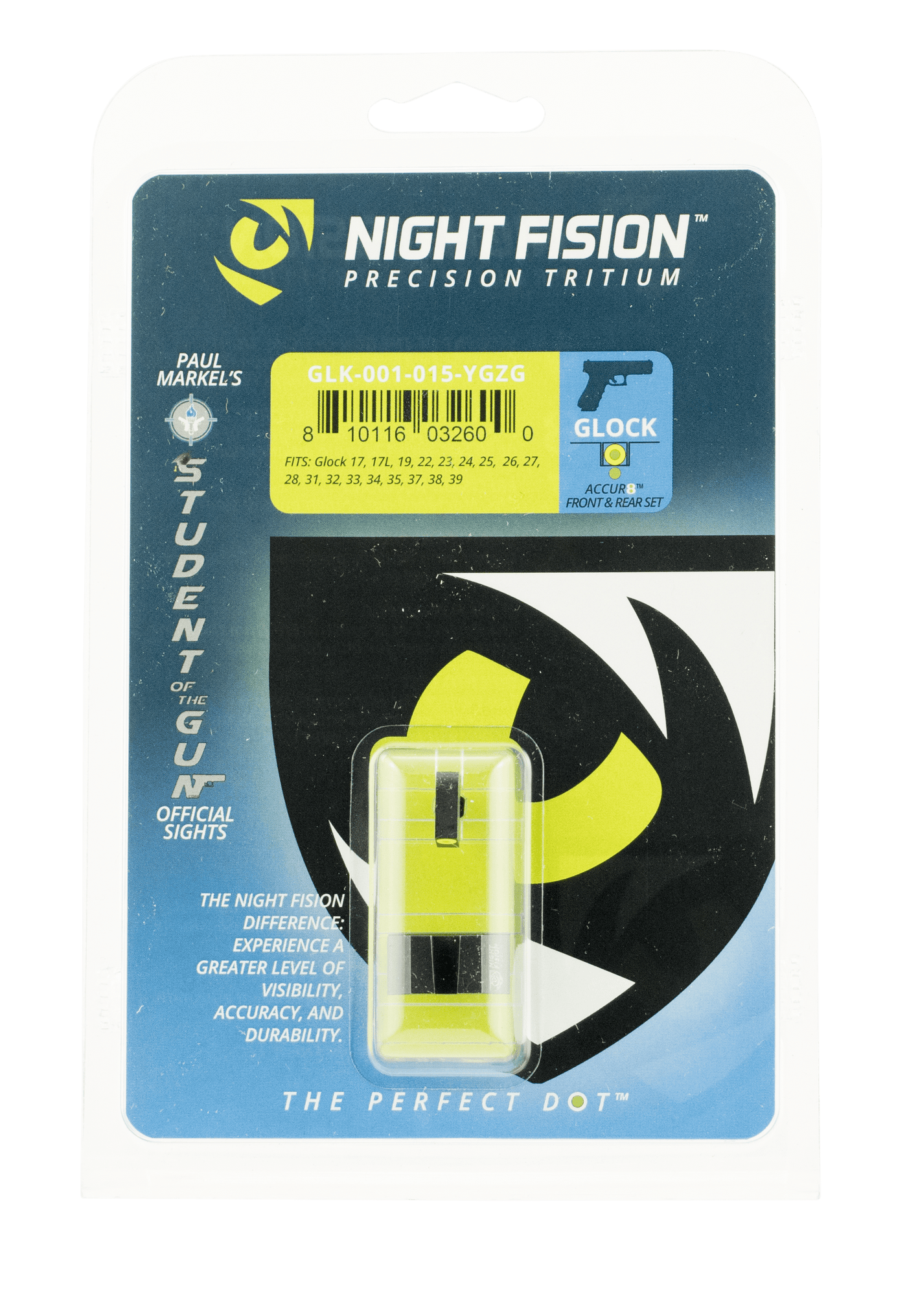Night Fision Night Fision Perfect Dot, Nf Glk-001-015-ygzg     Ns Glk 17/19 Square Accur8 Firearm Accessories