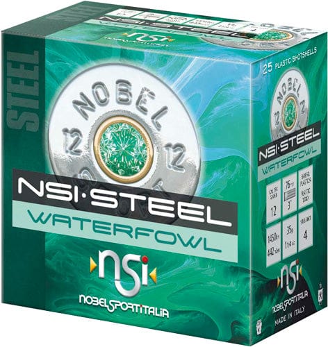 Nobelsport Nsi Steel Waterfowl 12 Ga 3" - 1450 Fps. 1-1/4oz #4 25-pack Ammo