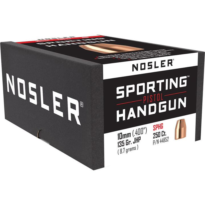 Nosler Bullets Nosler Sporting Handgun Pistol Bullet 10mm 135 Gr. Jacketed Hollow Point 250 Pk. Reloading Components